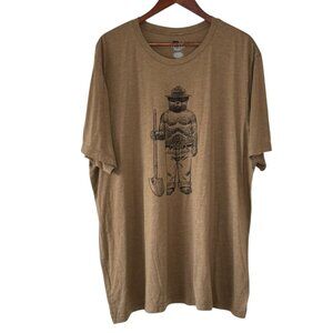 Smokey Bear T-Shirt Men's Size XXXL Khaki Green with Graphic WYR Clothing